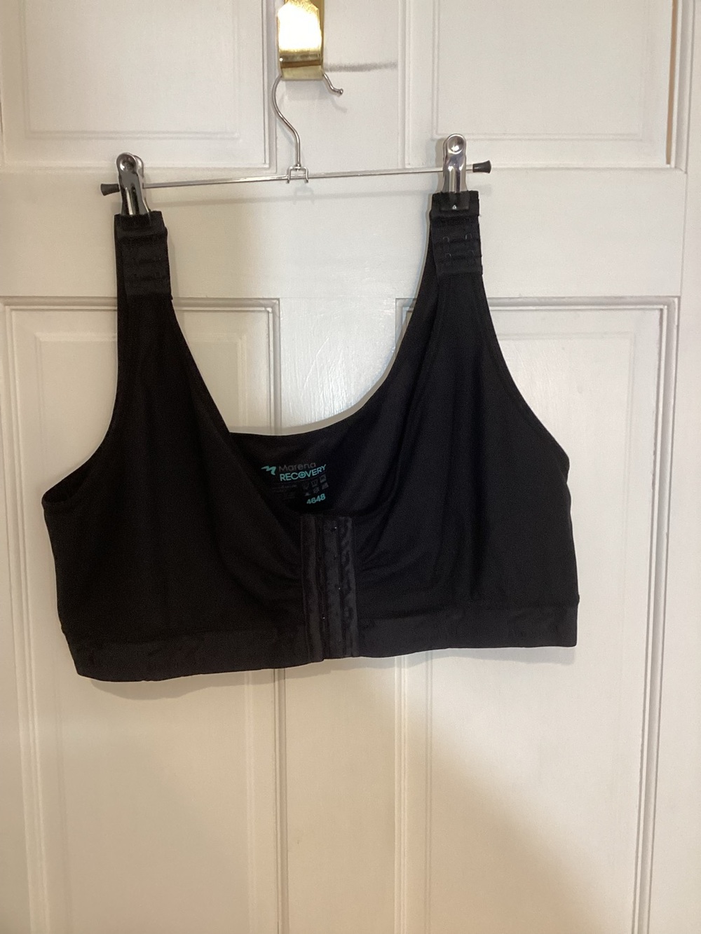 Marena Recovery Compression Bra 4648 Black Front Closure Post Surgery 46/48